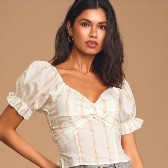 Sage the Label Amari White Stripe Twist Front Top Size Medium from Revolve - Picture 4 of 8